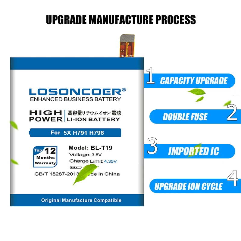 Аккумулятор LOSONCOER 4700 мАч BL-T19 для оригинального LG Nexus 5X аккумулятор H790 H791 H798 BLT19 |