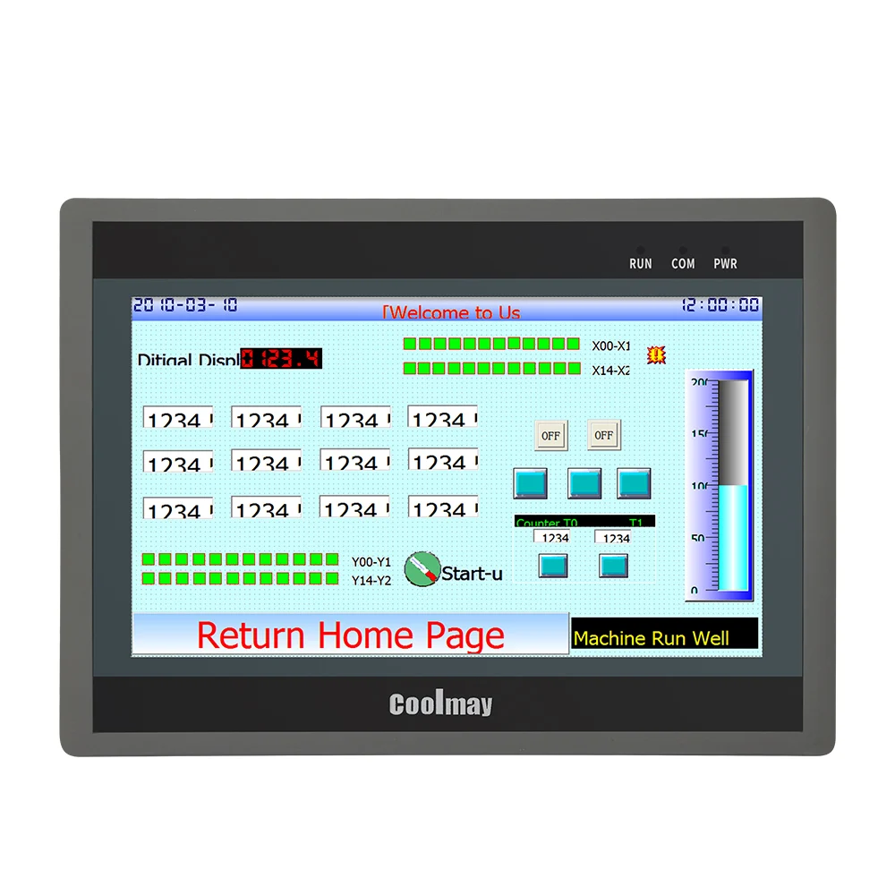 جهاز تحكم منطقي قابل للبرمجة مع وحدة تحكم hmi مدمجة وشاشة تعمل باللمس 10 بوصة
