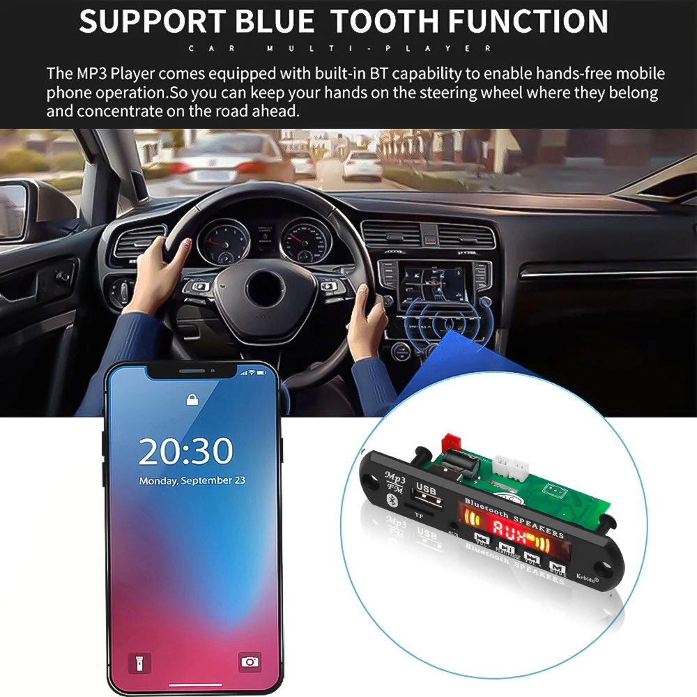 Bluetooth усилитель KEBIDU 5 В 12 с поддержкой FM радио TF USB AUX|MP3-плеер для авто| |