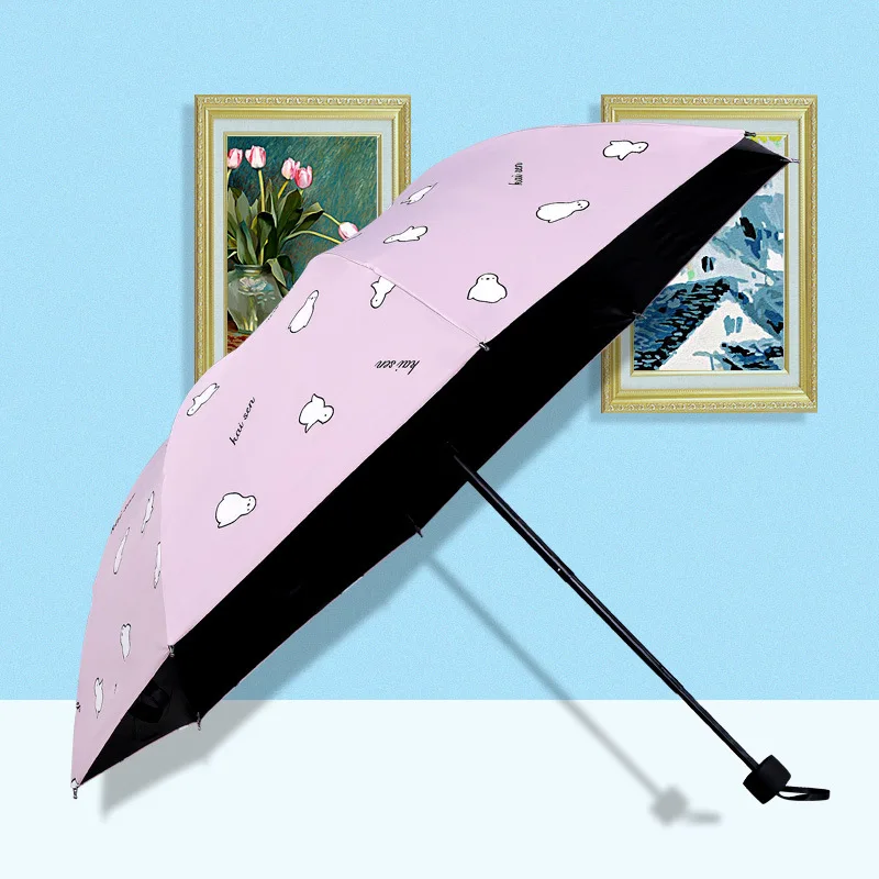 

Water-changing Creative Umbrella Three-fold Folding Rain And Sun Dual-purpose Umbrella Sun And UV Protection Vinyl Women Parasol