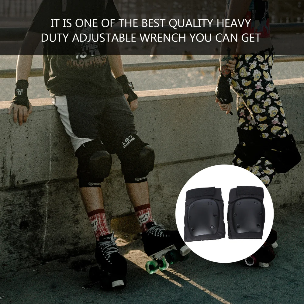 

6pcs Skating Defense Supplies Elbow Guard Kneecap Wrist Guard Sports Outdoor Sports Protectors for Kid Adult (Black Size Below