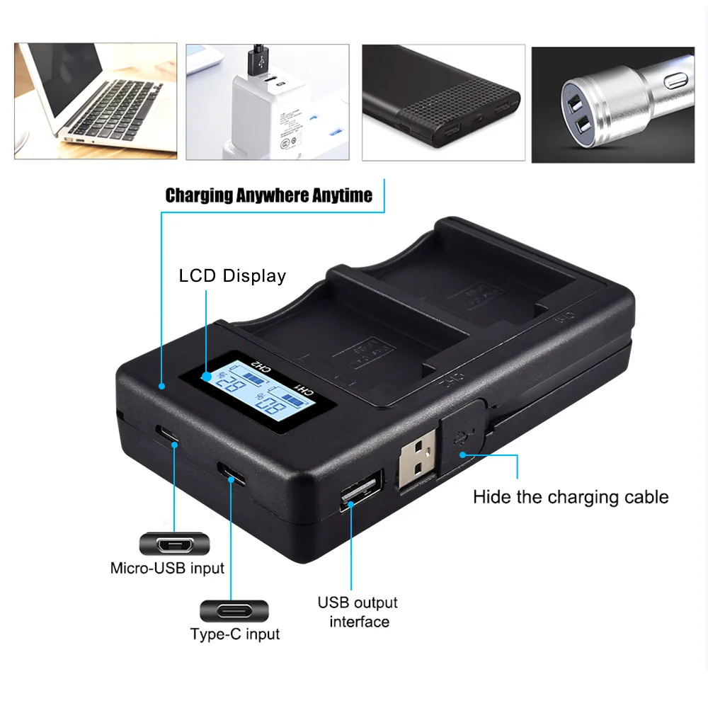Зарядное устройство PALO LP E5 LPE5 зарядное с ЖК дисплеем и USB портом для Canon EOS 1000D 450D 500D