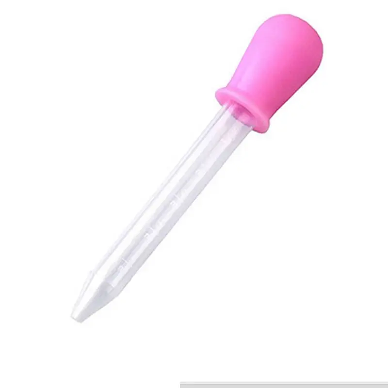 

1Pc 5ML Baby Feeding Utensils Clear Plastic Pipette Feed Liquid Food Medicine Dropper Burette Pink