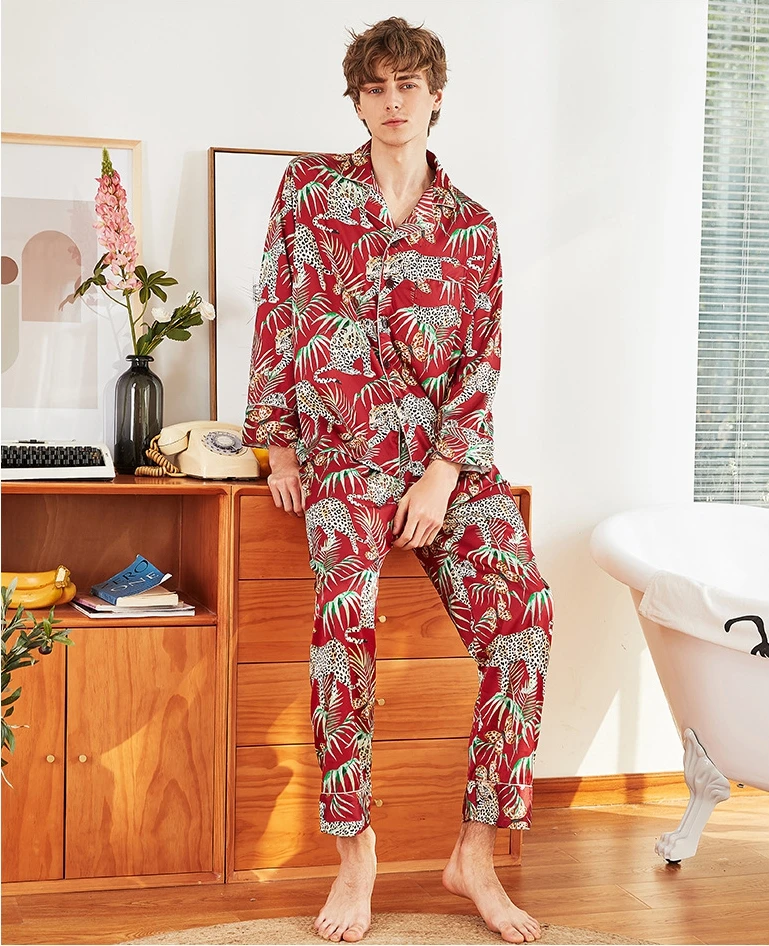 2 шт. Мужские пижамные комплекты с отложным воротником и длинным рукавом|pajama sets|mens