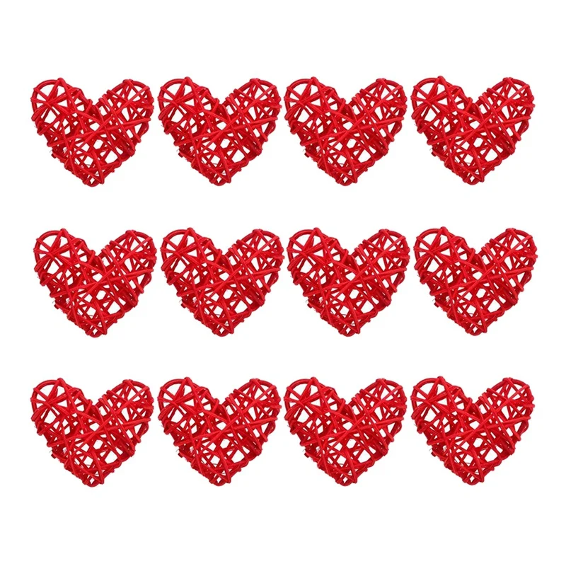 

12Pcs Heart Shaped Wicker Balls Decorative Rattan Balls DIY Craft Hanging Balls Ornaments for Wedding Party (2.4 In/6cm)