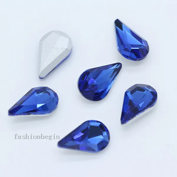 sapphire 30p 5x8 мм каплевидный цвет точка фольгированный назад стеклянный модный Камень Кристалл Стразы капелька дизайн ногтей украшения ювелирных изделий - Цвет: sapphire