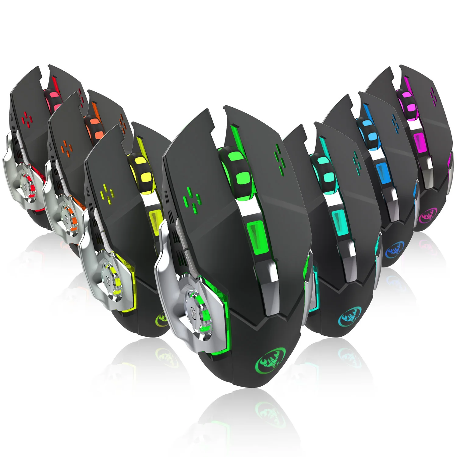 

New 2.4GHz Silent Gaming Wireless Mouse 2400DPI Rechargeable 7 color Backlight Mice USB LED Optical Game Mouse For PC Laptop