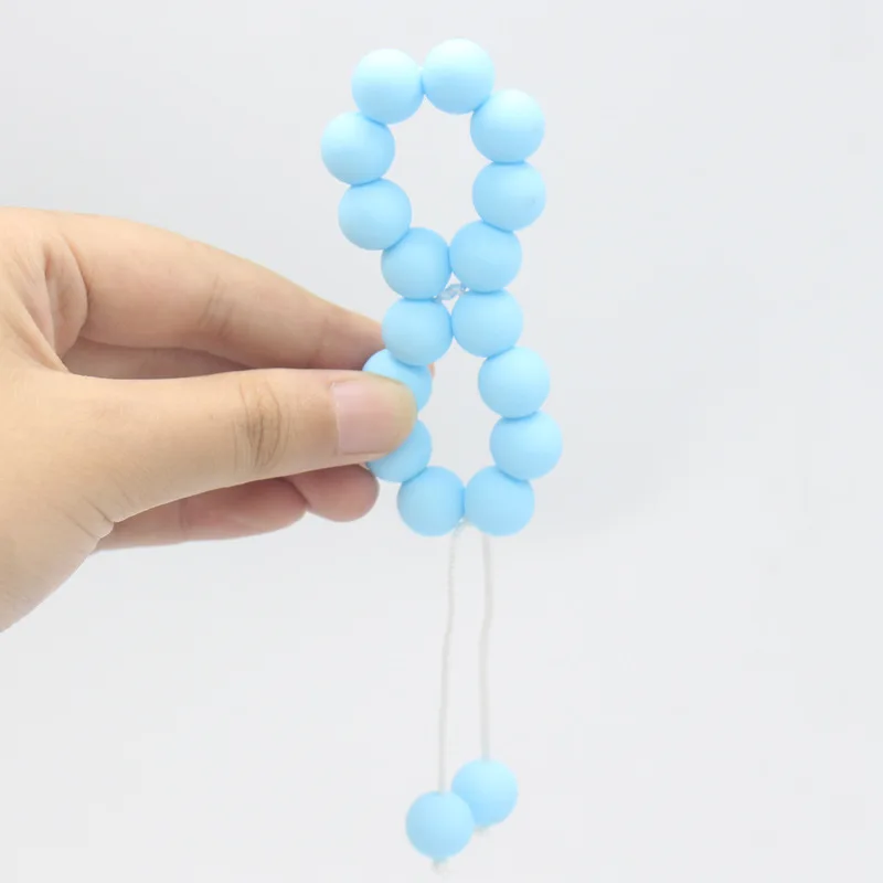 Clips de silicona para dentici&oacute;n de beb&eacute;, cadena de chupete artesanal sin BPA con soporte de cuentas de silicona, juguetes de dentici&oacute;n para alimentaci&oacute;n infantil-2