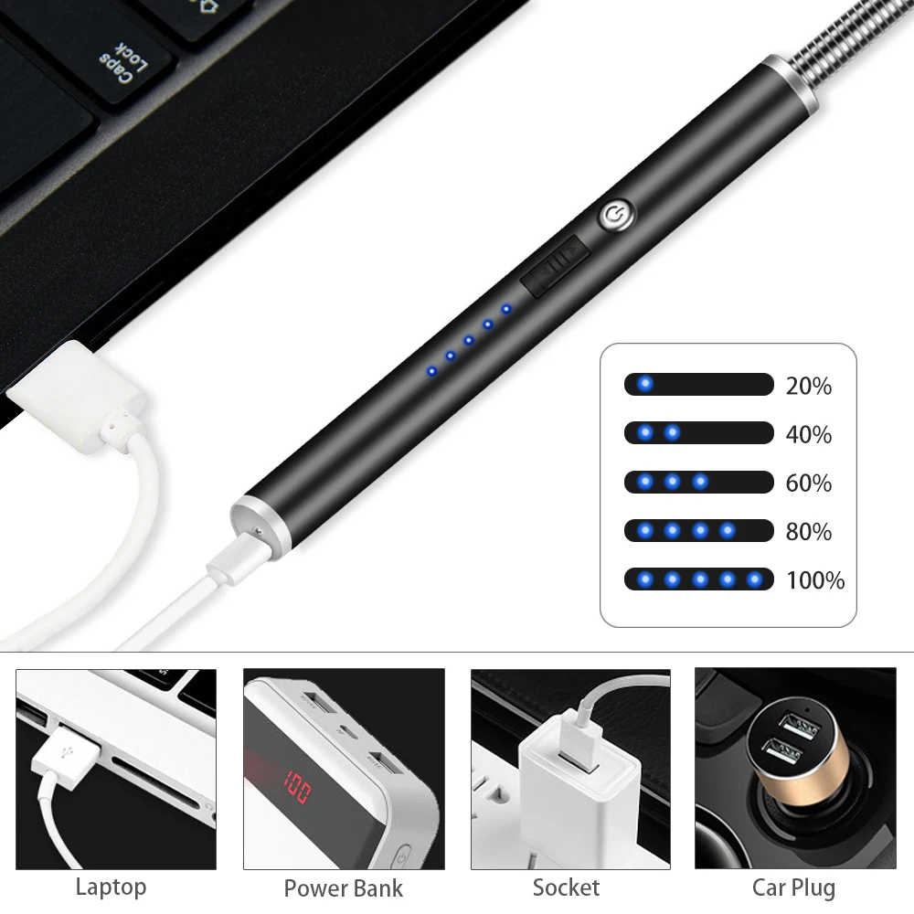 360 градусов Гибкая дуговая Зажигалка Ветрозащитная перезаряжаемая USB