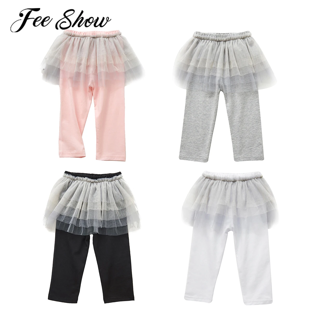 

Summer Layered Veil Skirt Pants Girls Leggings Toddler Girl Princess Pantskirt Kids Cropped Trousers Dance Performance Costume