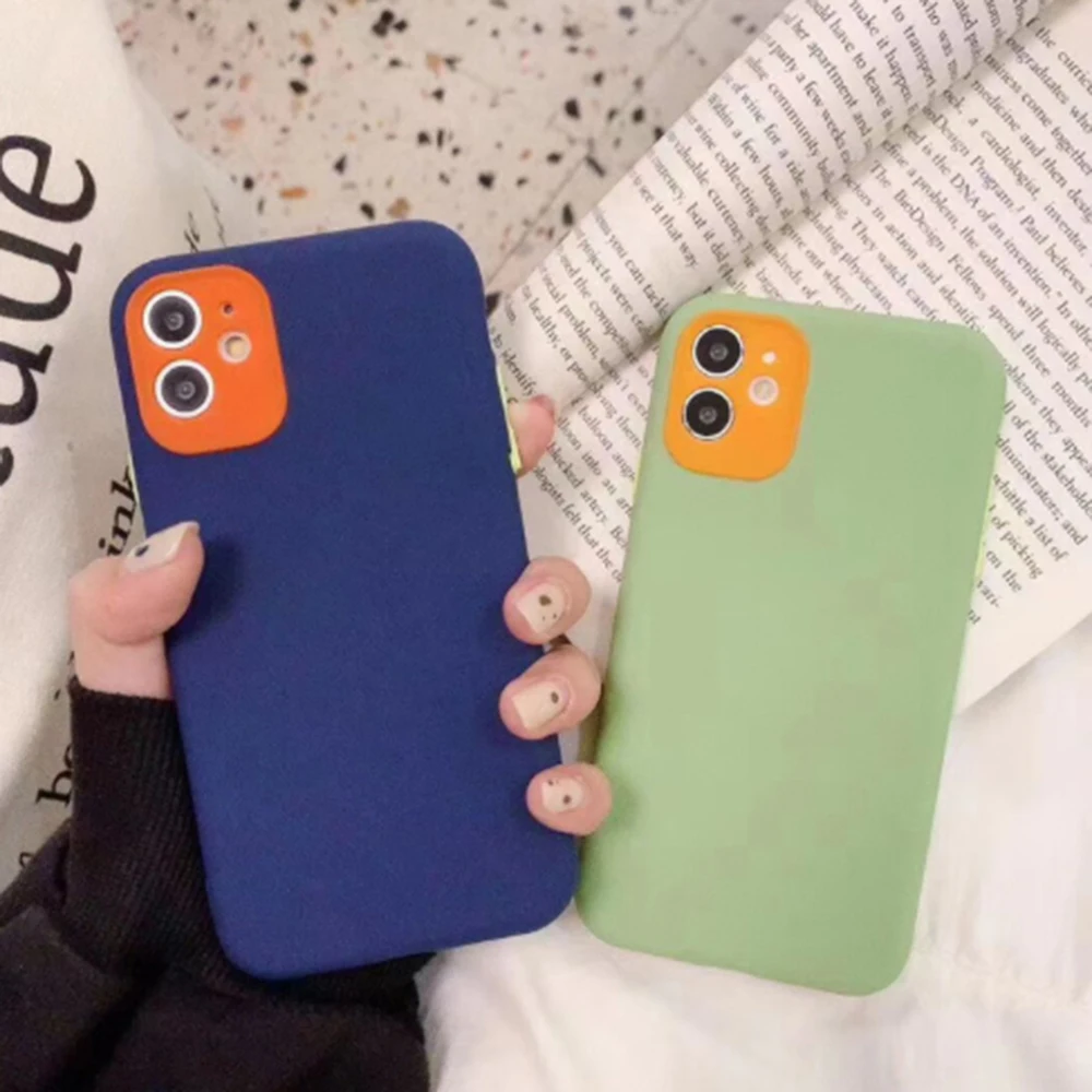 Soft Simple Fashion Silicone Phone Case For Apple iPhone 8 7 6 6S Plus X XR XS 11 pro MAX SE 2020 Jelly Contrast Color Cover | Мобильные
