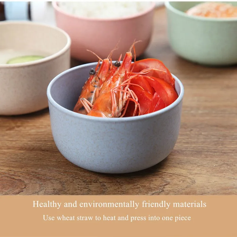 

4 Pieces of Wheat Straw Bowl Anti-scalding Household Noodle Soup Rice Children's Eco Friendly Tableware Korean Kitchen Tools