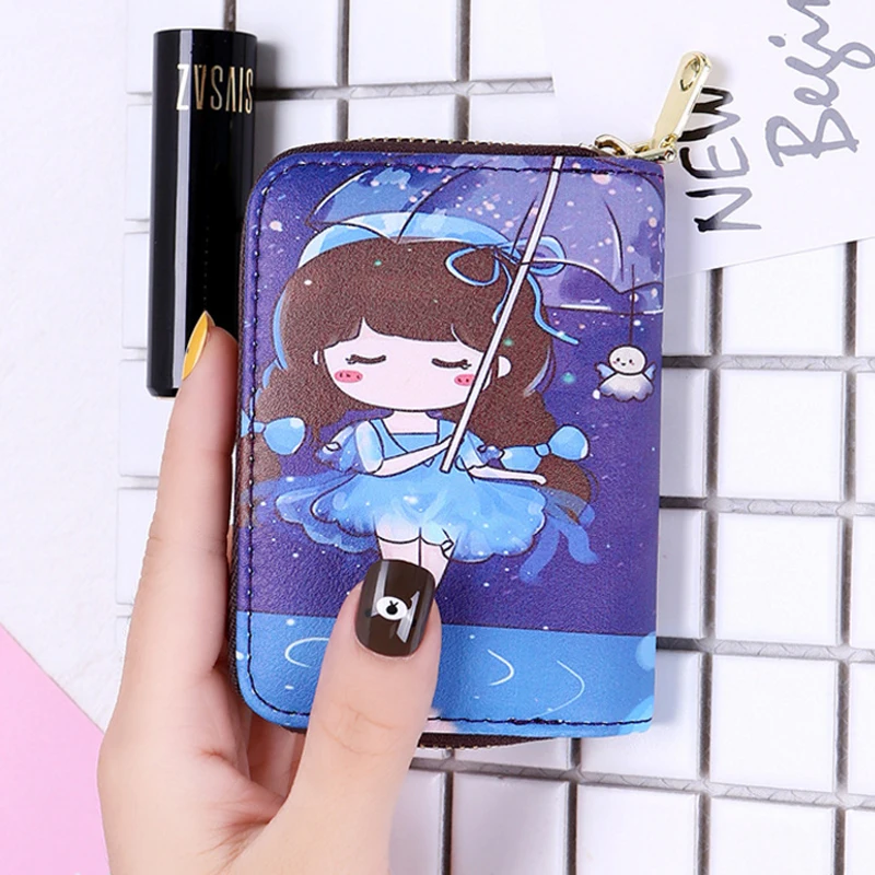 Симпатичный маленький мультяшный кошелек для карт женский свежий большой
