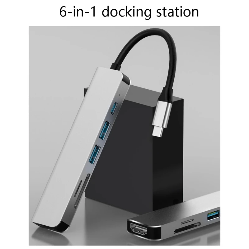 

6-In-1 Docking Station, Type-C To Usb3.0X2+Sd+Tf+Hdmi+Pd Interface Converter Adapter, Support Type-C Channel Computer