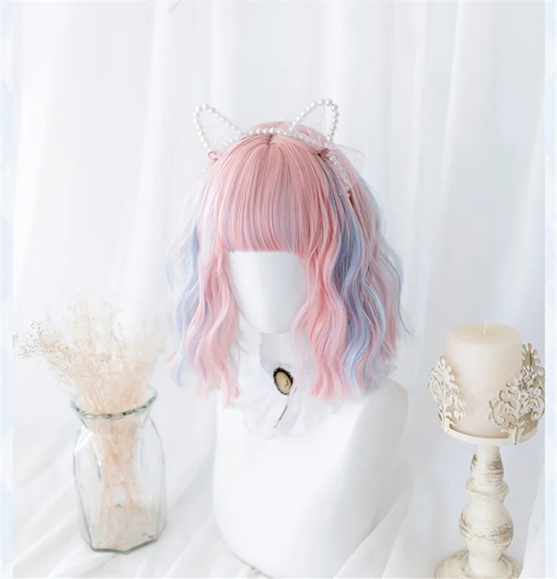 Лолита мороженое Макарон цвет фея короткие вьющиеся волосы мгновенный лапша