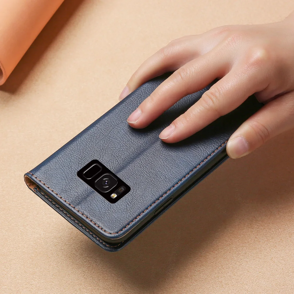 Кожаный чехол для Samsung Galaxy S8 с магнитной застежкой и подставкой телефона чехлы