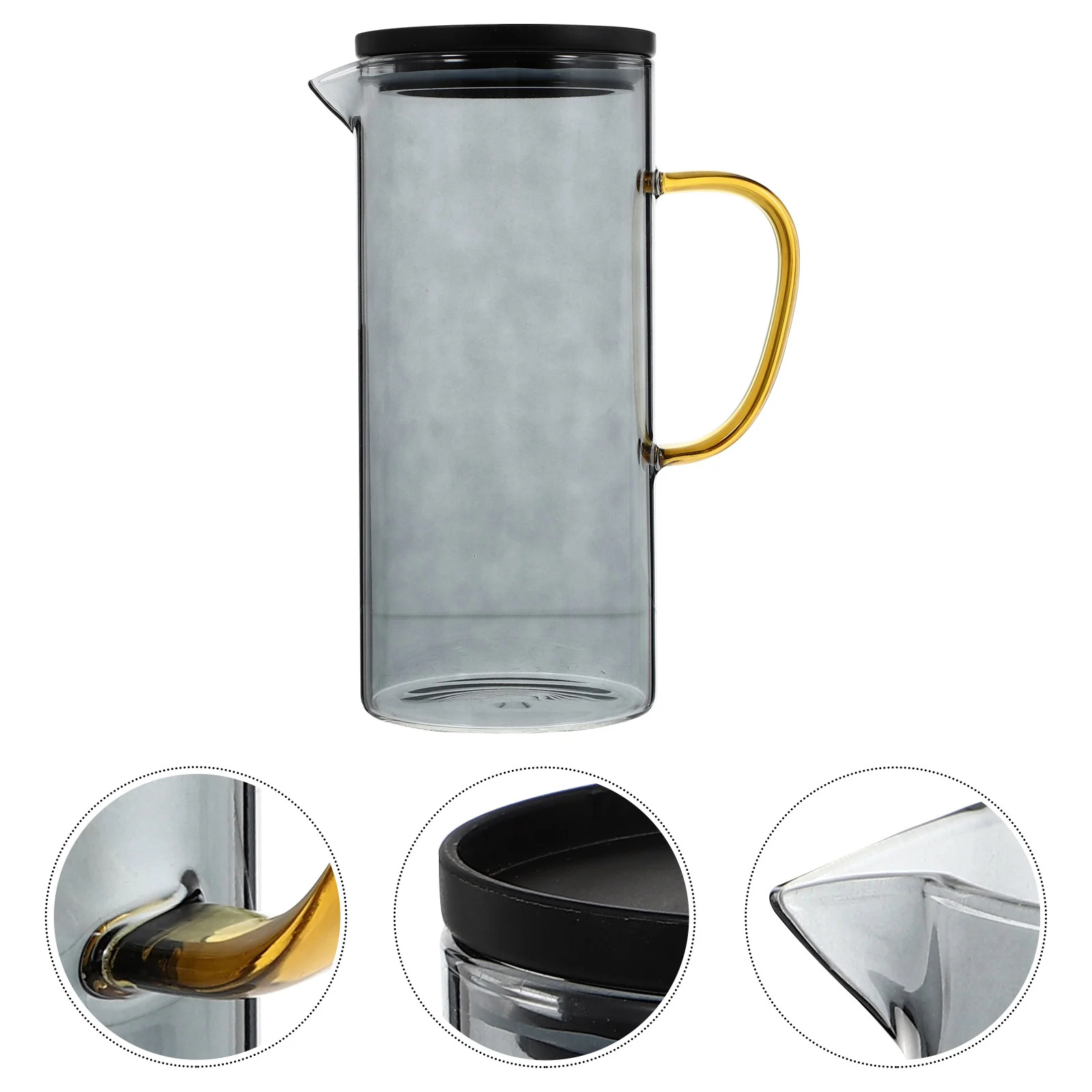 

1Pc Glass Cold Water Pitcher Water Kettle Tea Pot Water Jug (Black)
