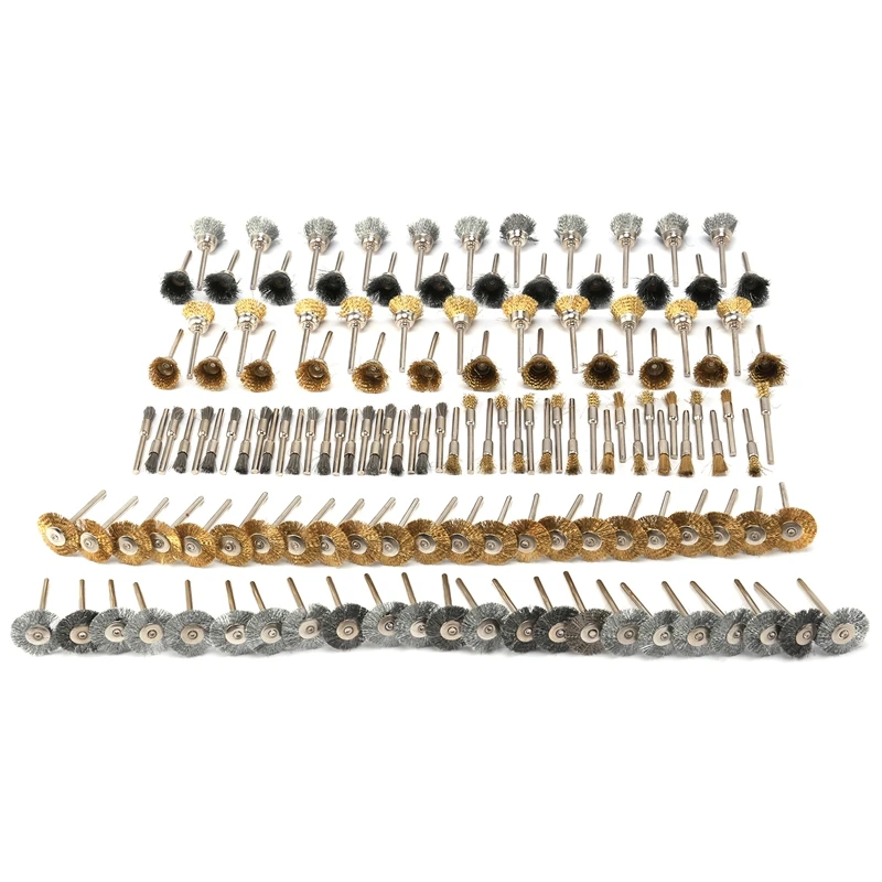 

Polish Wire Brush Kit 138Pcs 1/8 Inch Shank Stainless Steel Wire Wheel Brushes for Rotary Tools Polishing
