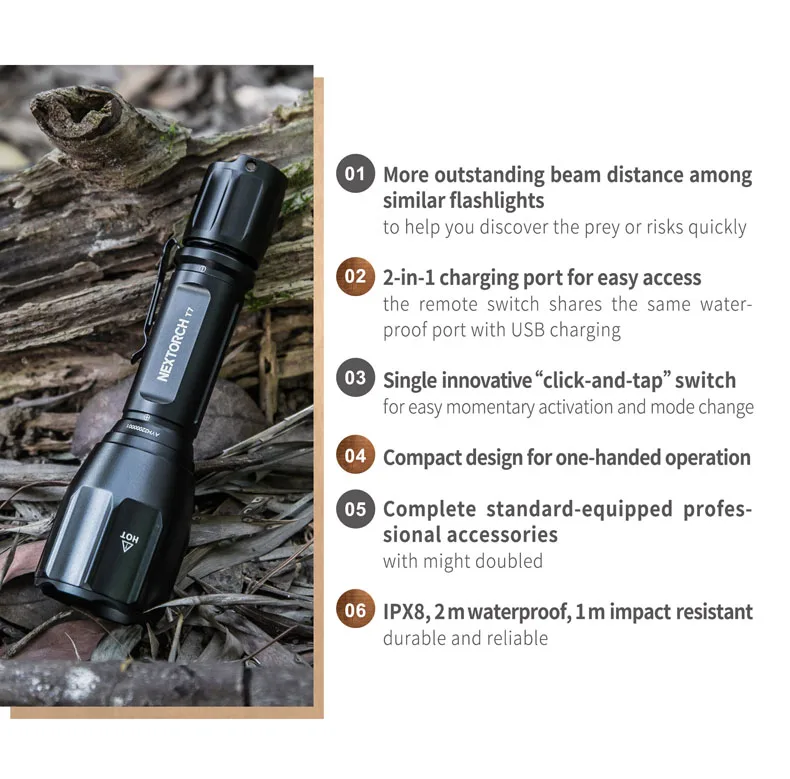 NEXTORCH 900 лм светодиодный охотничий фонарик 510 м дальний Набор T7 с дистанционным