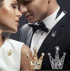 Корейская версия кристалла мини брошь Корона панк ретро мужчины и женщины с