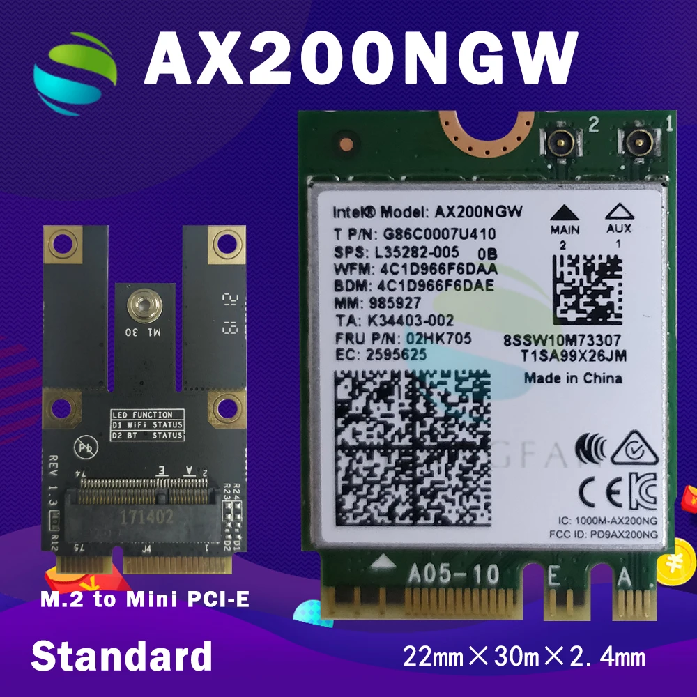 Dual Band 2400 Мбит/с Беспроводной AX200NGW NGFF M.2 Bluetooth 5 0 сетевая карта Wi Fi 2 4G/5G 802.11ac/ax для Intel