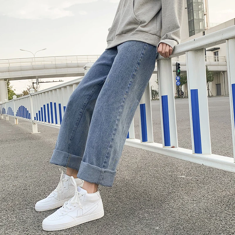 

2021 spring new loose women free adjustable waist high waist casual straight-leg pants super hot pants trend