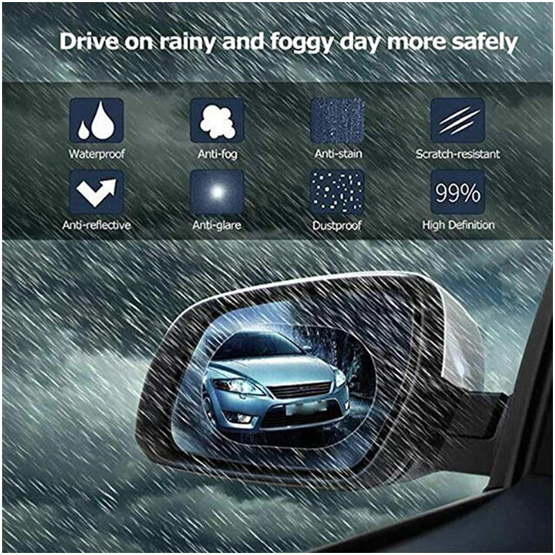 2 упаковки овальное Автомобильное зеркало заднего вида защитная пленка