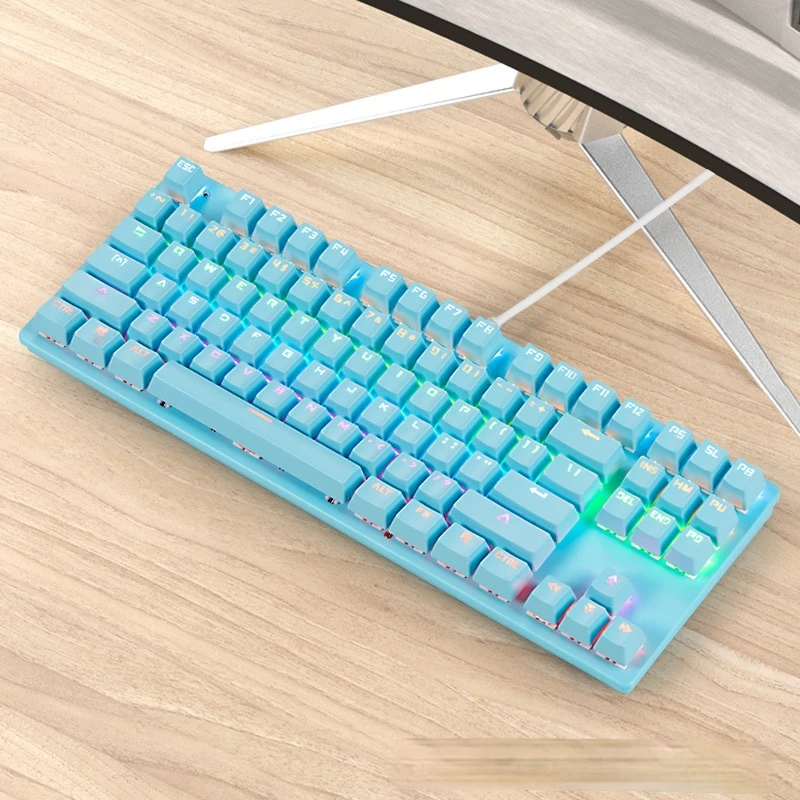 

Gaming Mechanical Keyboard Game Anti-ghosting RGB Mix Backlit Blue Switch 87key teclado mecanico For Game Laptop PC