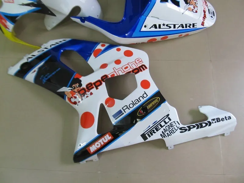Комплект обтекателей из АБС пластика для GSXR600 750 01 02 03 GSXR 600 GSXR750 2001 2002 2003 белый
