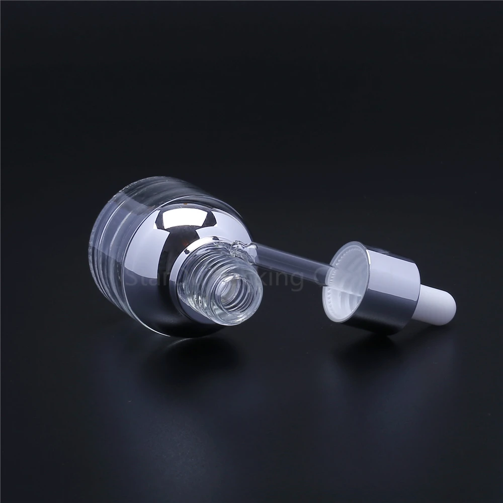 Прозрачная стеклянная бутылка капельница 30 мл пустой косметический упаковочный