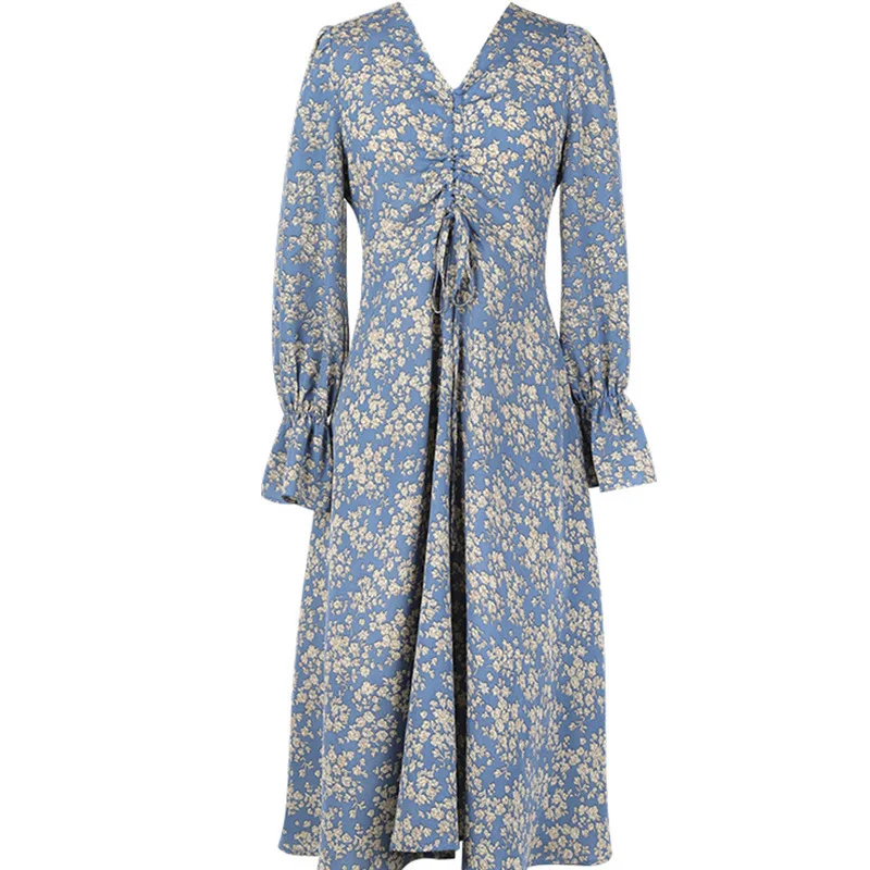 

Korean Version Dress Khaki High-End Fashion Atmosphere Relaxed Autumn Temperament A Word Skirt Long Broken In The Knee