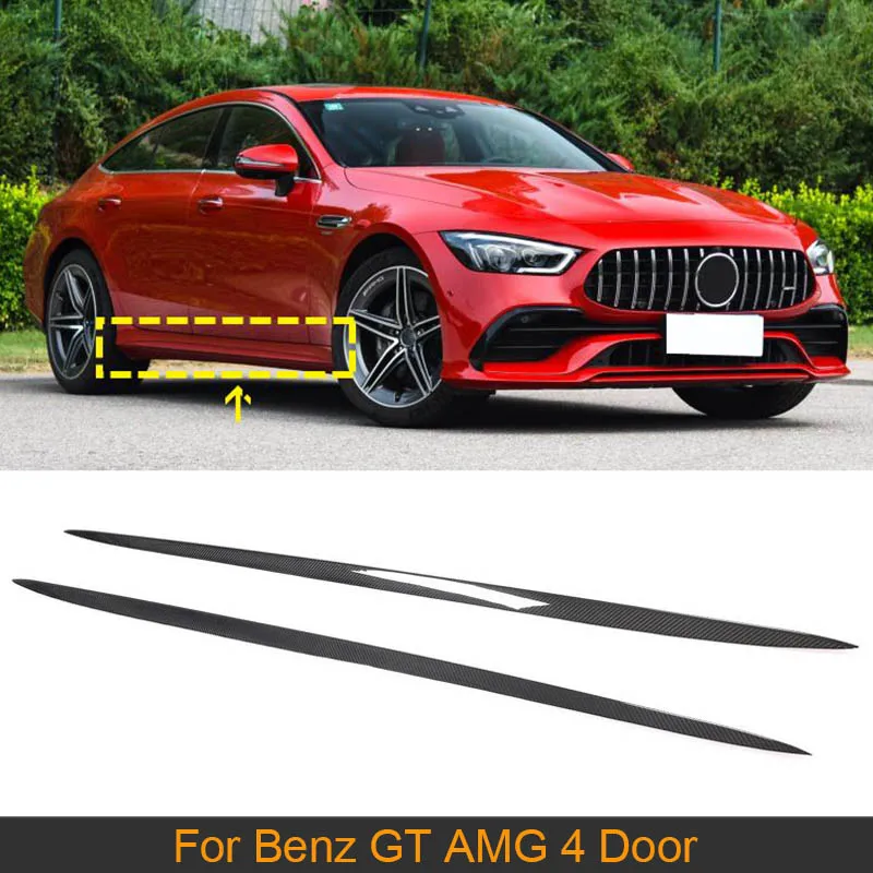 

Car Side Skirts Body Kit For Mercedes-Benz GT AMG 4 Door 2019 Carbon Fiber Side Door Bumper Skirts Apron Body Kits