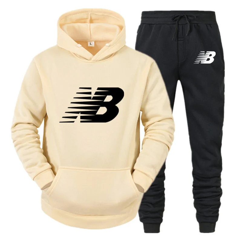 

2021 Fashion High Quality Brand Men's Sportswear NB Two Hoodies + Trousers Sportswear 3XL