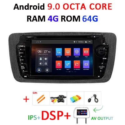 9.0 4G 64G DSP-AVOUT 4G 64G ips экран DSP AV выход Android 9,0 автомобильный dvd-плеер для сиденья IBIZA 6J 2009-2013 gps-навигация, радио, стерео Мультимедийный ПК - Цвет: 9.0 4G 64G DSP-AVOUT
