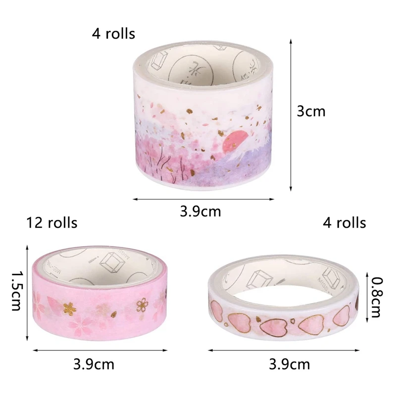 

20 Rolls Washi Tape Set,Masking Tape Gold Foil Flower Coloured Craft Supplies for DIY Craft Gift Wrapping Scrapbooking