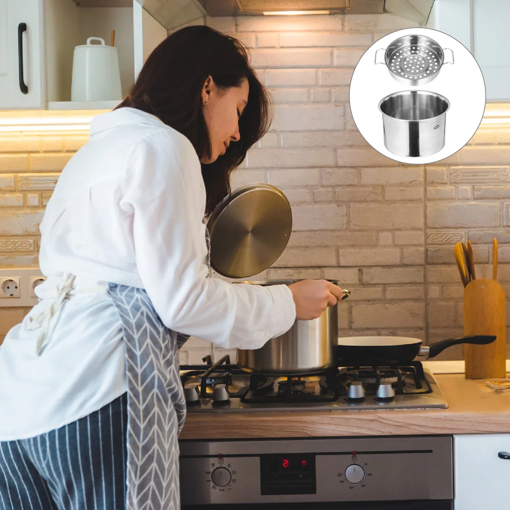 

1 Set Kitchen Draining Basket Stainless Steel Draining Colander with Pot