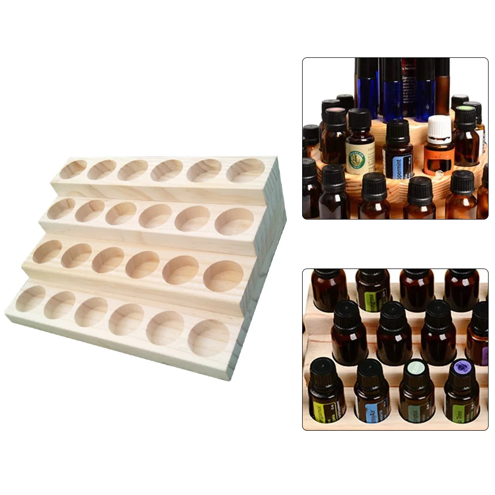 

Wooden Essential Oil Tray Organizer Show Stand Rack Oil Wooden Storage Box For Holder Display And Storage Rack 4 Layer 24 Grid