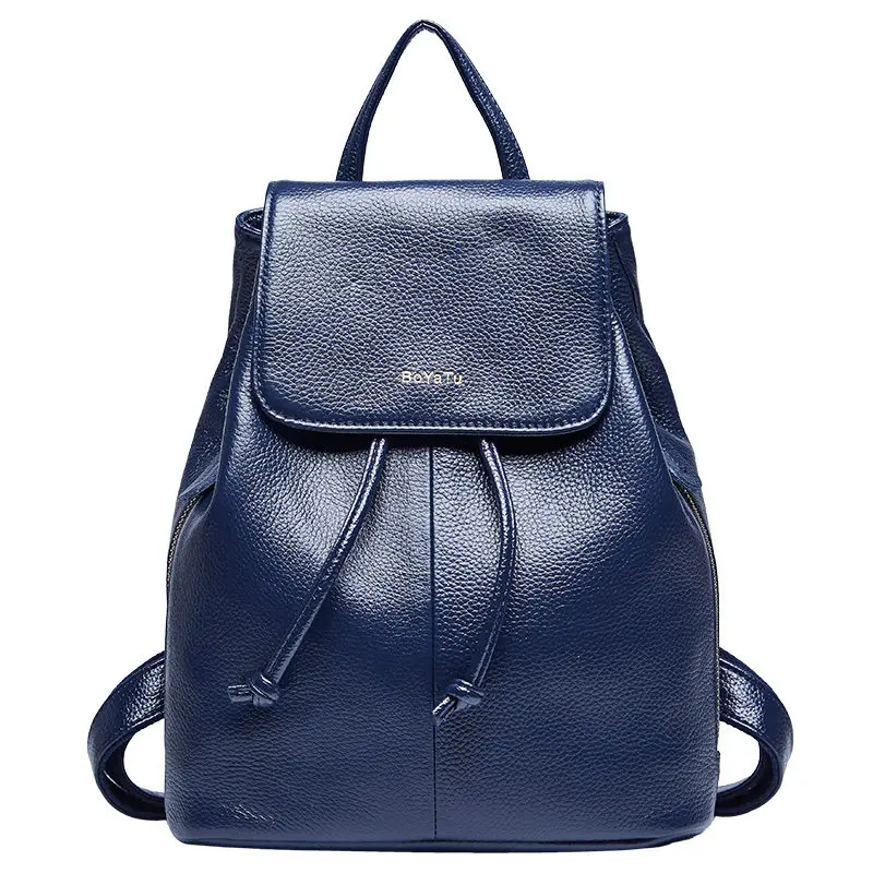 Blue-Small Рюкзак из натуральной кожи женский модный школьный рюкзак для девочек дорожная плечевая сумка школьный портфель кошелек рюкзак Sac a dos - Цвет: Blue-Small