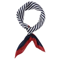 women small square scarf sailor cap set stewardess striped patchwork satin scarf with carnival christmas striped navy sailor cap