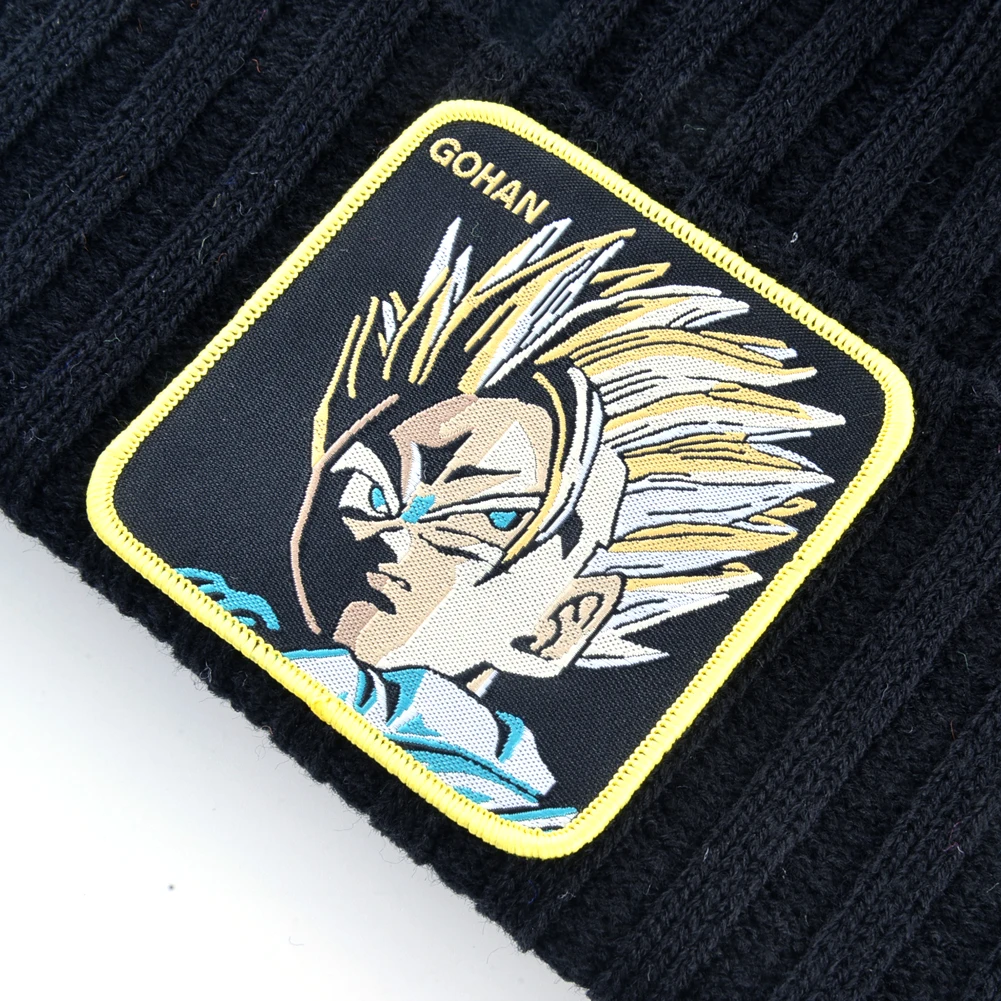 Goku зимние шапки для мужчин вязаная шапка хип-хоп облегающая шапка для женщин дракон вязаная шапочка с помпонами кепка мужская вышивка теплая шапка s
