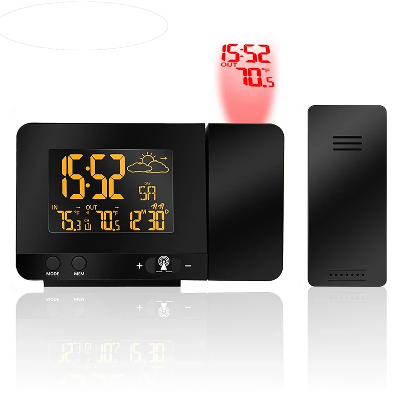 

EU Plug LCD Projection Alarm Clock Weather Station with Temperature Sensor Colorful Weather Forecast Founction
