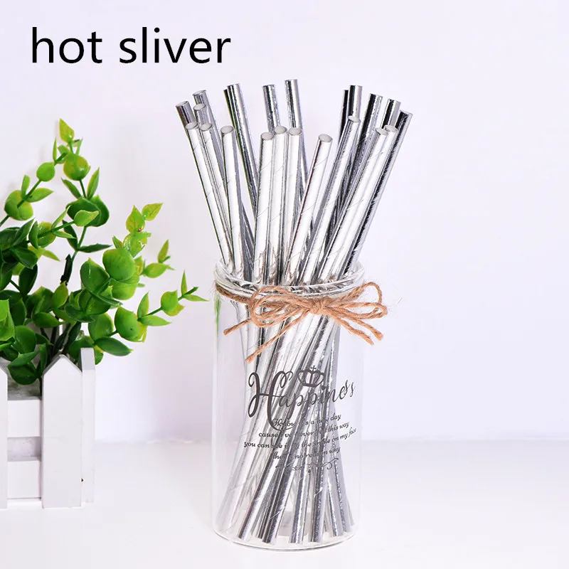 hot silver 25 шт., вечерние, экологически чистые бумажные соломинки для детей, для свадьбы, дня рождения, пикника, вечерние, декоративные, с мультяшным автомобилем, Коктейльные, вечерние соломинки - Цвет: hot silver