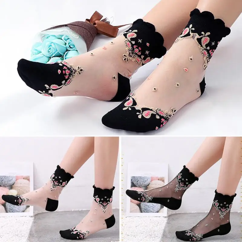 1 пара сетчатые летние очень тонкие удобные женские носки в стиле ретро модные