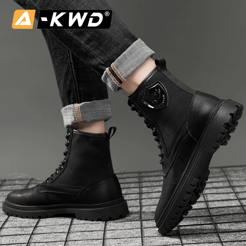 Мужские ботинки из натуральной кожи зимние теплые модные мужские Montante Homme новые