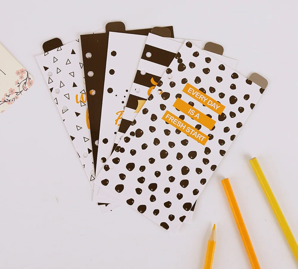 5 листов разделитель в черный белый горошек А5 лист индекс бумаги категория