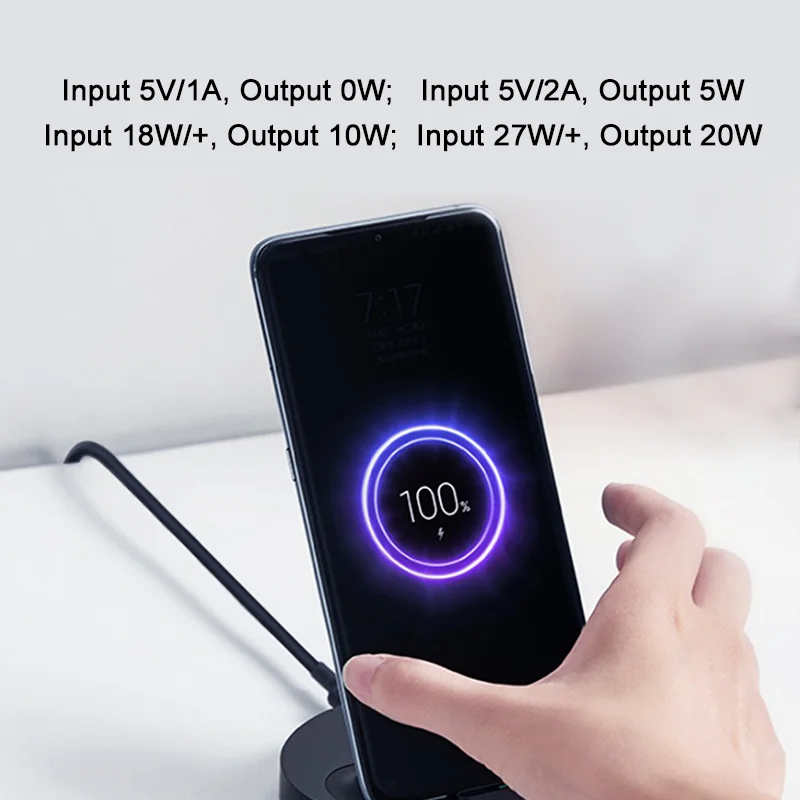 Вертикальное Беспроводное зарядное устройство Xiaomi макс. 20 Вт со вспышкой Зарядка