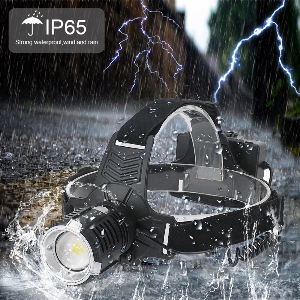 Ультра яркий XHP70.2 светодиодный налобный фонарь USB Перезаряжаемый фонарь Водонепроницаемый зум рыболовный свет 3 режима высокой мощности 18650 фонарик