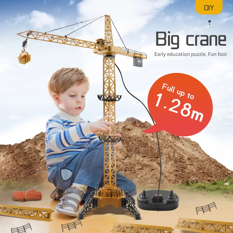 

Upgrad детские игрушки для мальчиков RC башенный кран с регулируемой высотой до 128 см светильник кой и звуком радиоуправляемые строительные игр...