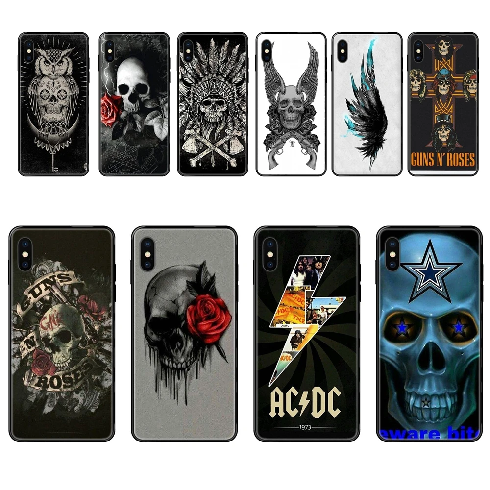 Для Xiaomi Mi Note A1 A2 A3 5 5s 6 8 9 10 SE Lite Pro Ultra Guns And Roses Skulls Cross черный мягкий ТПУ защитный
