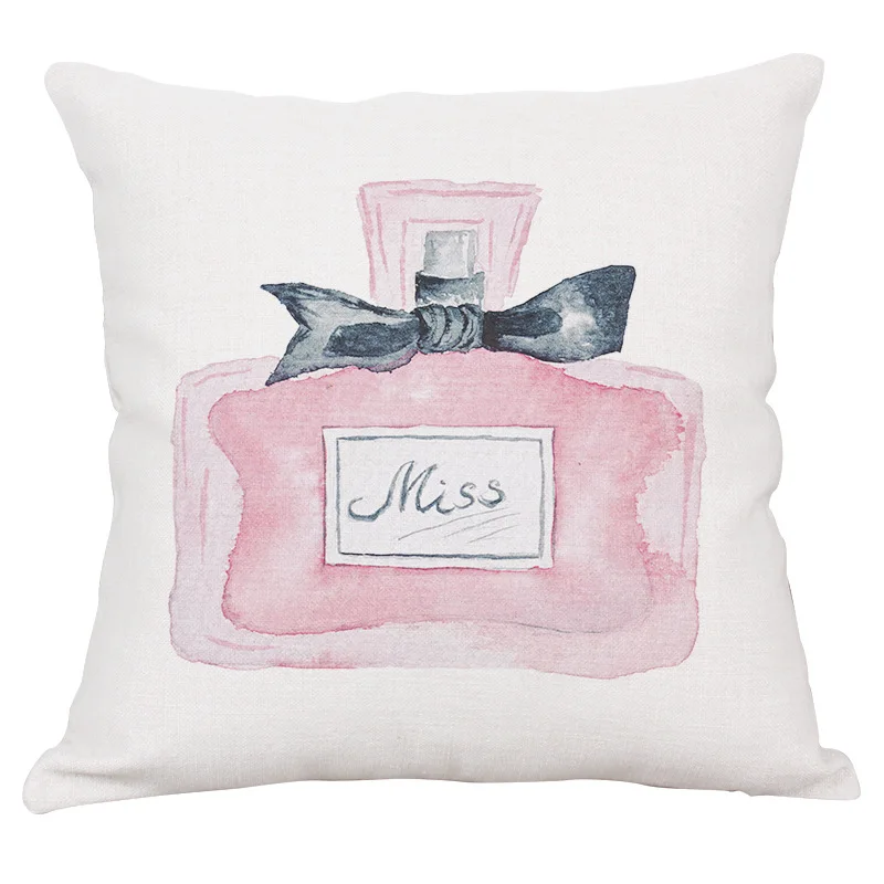 5 New Super Quality Thicken Linen Cotton Perfume Bottles Flowers Cushion Cover Sofa Throw Pillow Cover Decorative Christmas Pillow - Цвет: 5